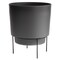 Bloem Hopson Round Planter with Black Metal Stand: 6" - Charcoal - Durable Plastic Pot, Powder Coated Removable Stand, For Indoor and Outdoor Use, Gardening, .75 Gallon Capacity